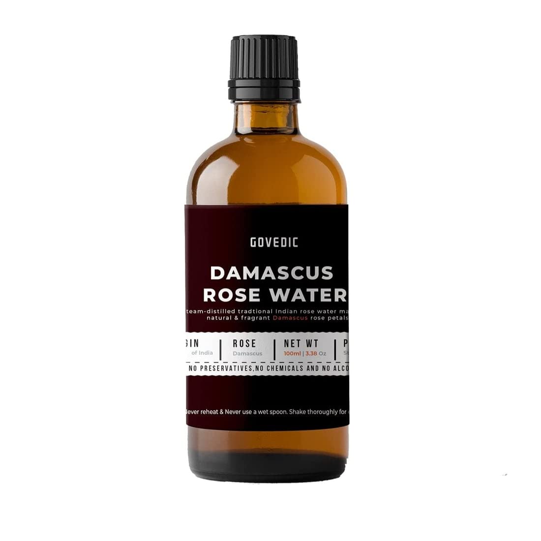 govedic Rose Water for Cooking, Baking, Cocktails | 100% Food Grade Rose Water | Face & Hair Care | Steam-Distilled Edible Damask Rose | 100 ml 3.38 Oz - Image 7