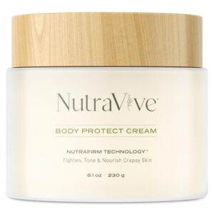 NutraVive Body Protect Cream – Anti-Aging Crepey Skin Moisturizer, 8.1 Oz – Tighten, Tone & Nourish Crepey Skin – Full Body Moisturizing Treatment - Boost Collagen Production & Protect Skin Layers