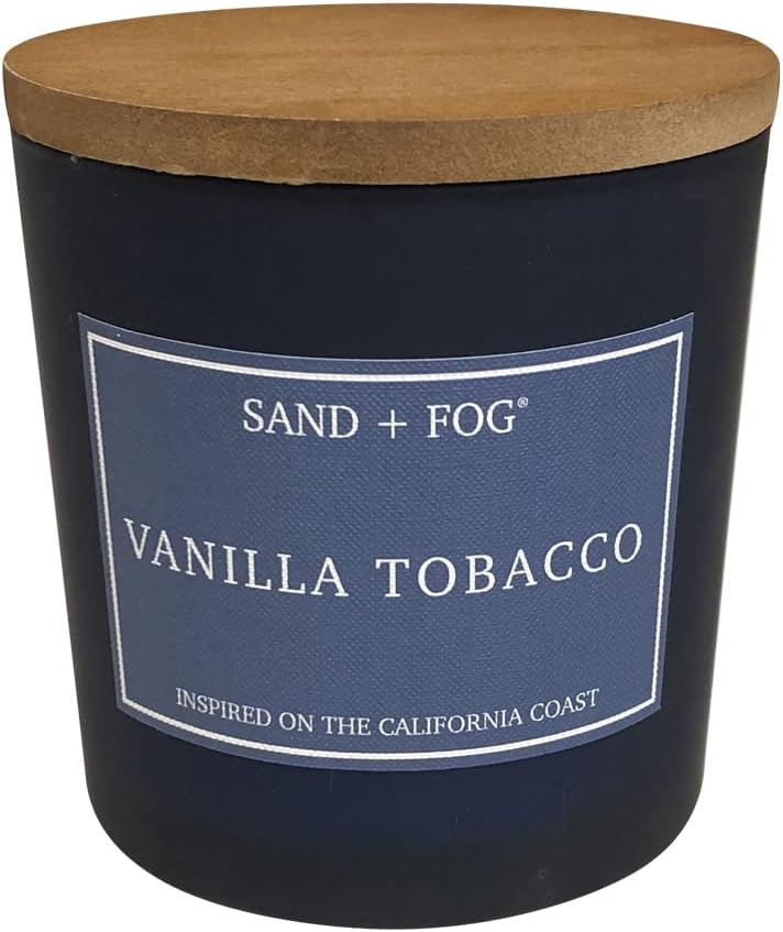 Sand + Fog Scented Candles - Vanilla Tobacco - Additional Scents and Sizes - 3 Wicks 100% Cotton Lead-Free - Luxury Air Freshening Jar Candles - Perfect Home Decor - 21 oz