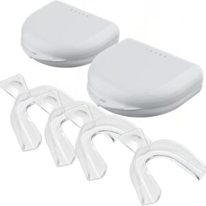 Teeth Whitening Trays Moldable 4 Dental Trays 2 Retainer Case Teeth Trays for Tooth Whitening Gel Compatible with Opalescence Teeth Whitening Gel