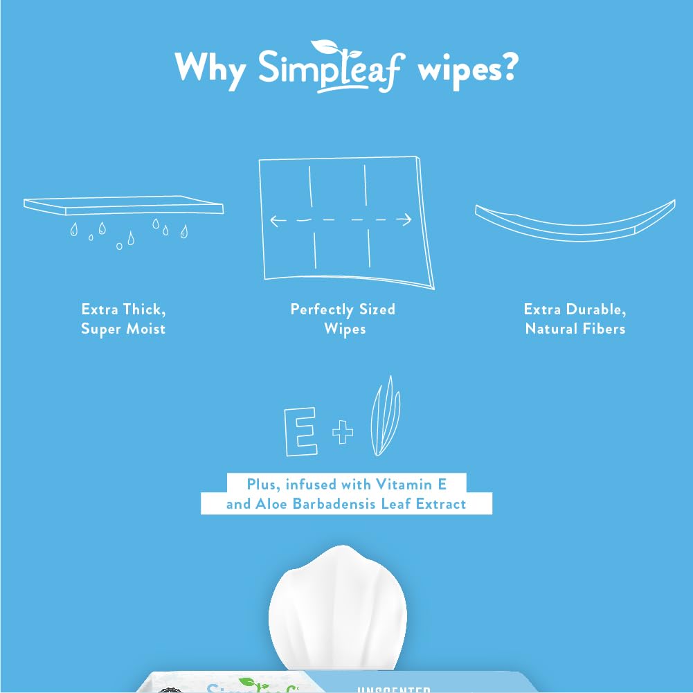Simpleaf Flushable Wet Wipes 50 Count Unscented Aloe Vera Hypoallergenic Paraben Alcohol Free - Image 6