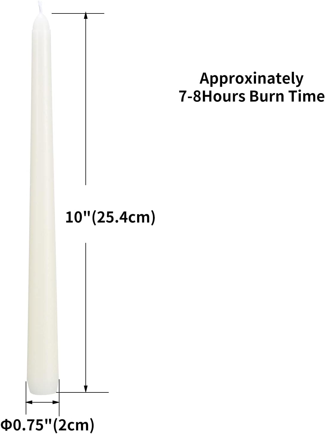flamecan Ivory Taper Candles, Set of 20 Unscented and Smokeless 10 Inch Taper Candles Long Burning, Paraffin Wax with Cotton Wicks for Burning Approxinately 7-8 Hours Time - Image 2