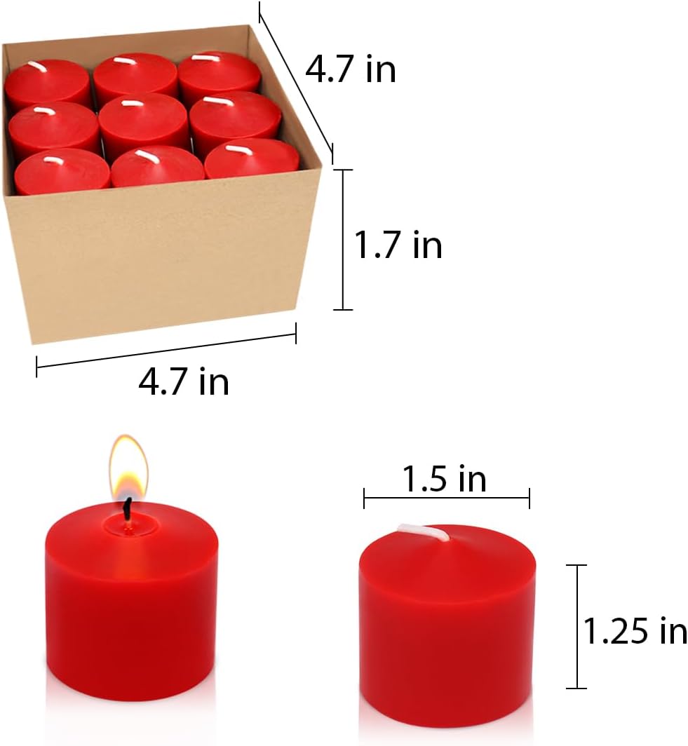 8 Hour Burgundy Votive Candles for Weddings Party Christmas and Emergency, Set of 9 Unscented Bulk Candles for Restaurants and Home Decoration - Image 6