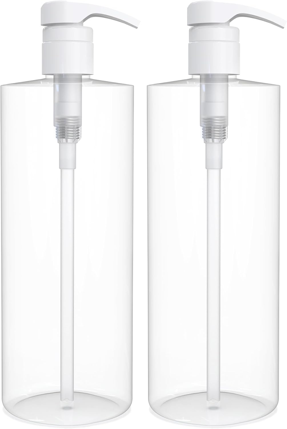 BRIGHTFROM Empty Shampoo Pump Bottles, 32 OZ / 1 Liter, BPA-Free Cylinder Containers, Household & Commercial Use, 2 Pack - Leak Proof