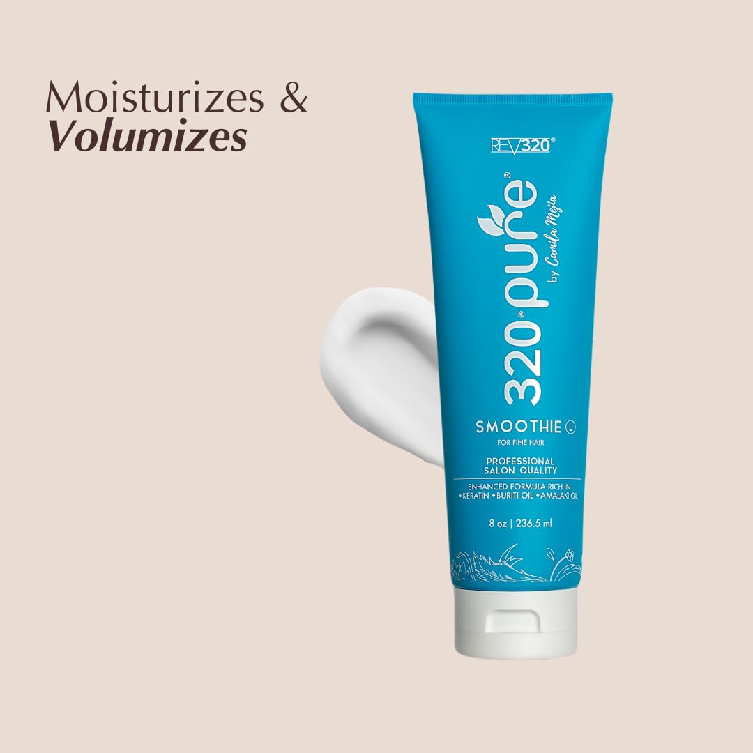 320Pure Smoothie Leave In Conditioner For Fine Hair 8oz, Sulfate Free, Color Safe & Lightweight Formula, Deep Repair Moisturizing Detangler for Fine, Frizzy, Curly, Thick, Wavy, Dry & Damaged Hair - Image 6