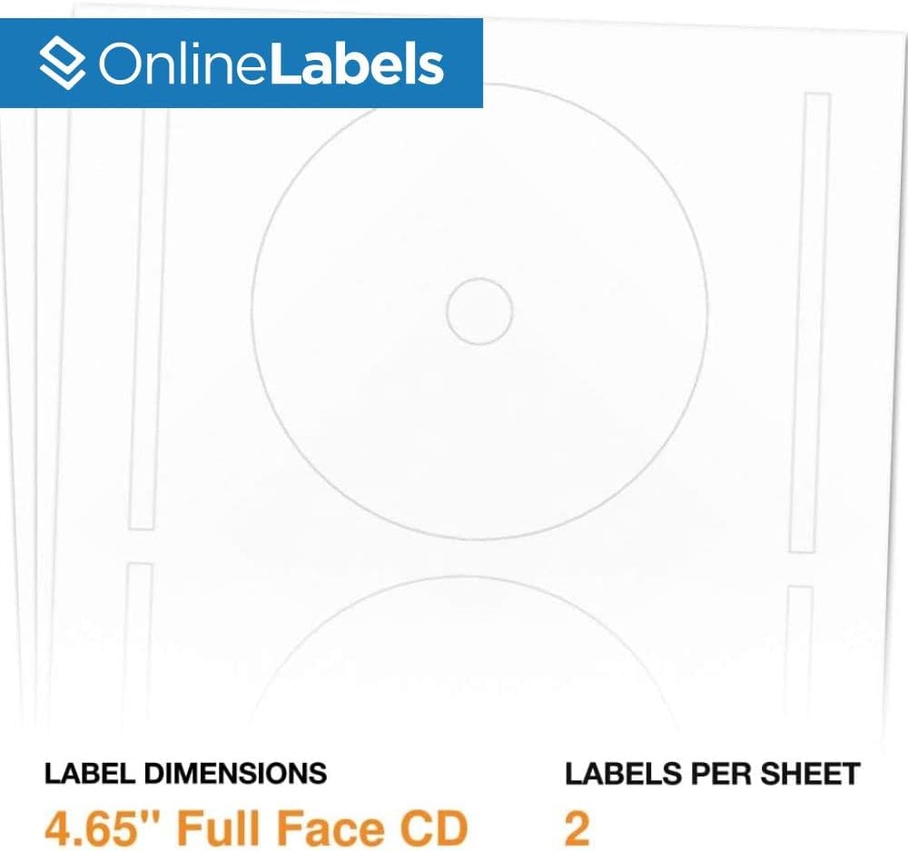 Full-Face CD/DVD Labels 4.65 Inch with Spine Labels, 200 Sets, For Inkjet/Laser - Image 2