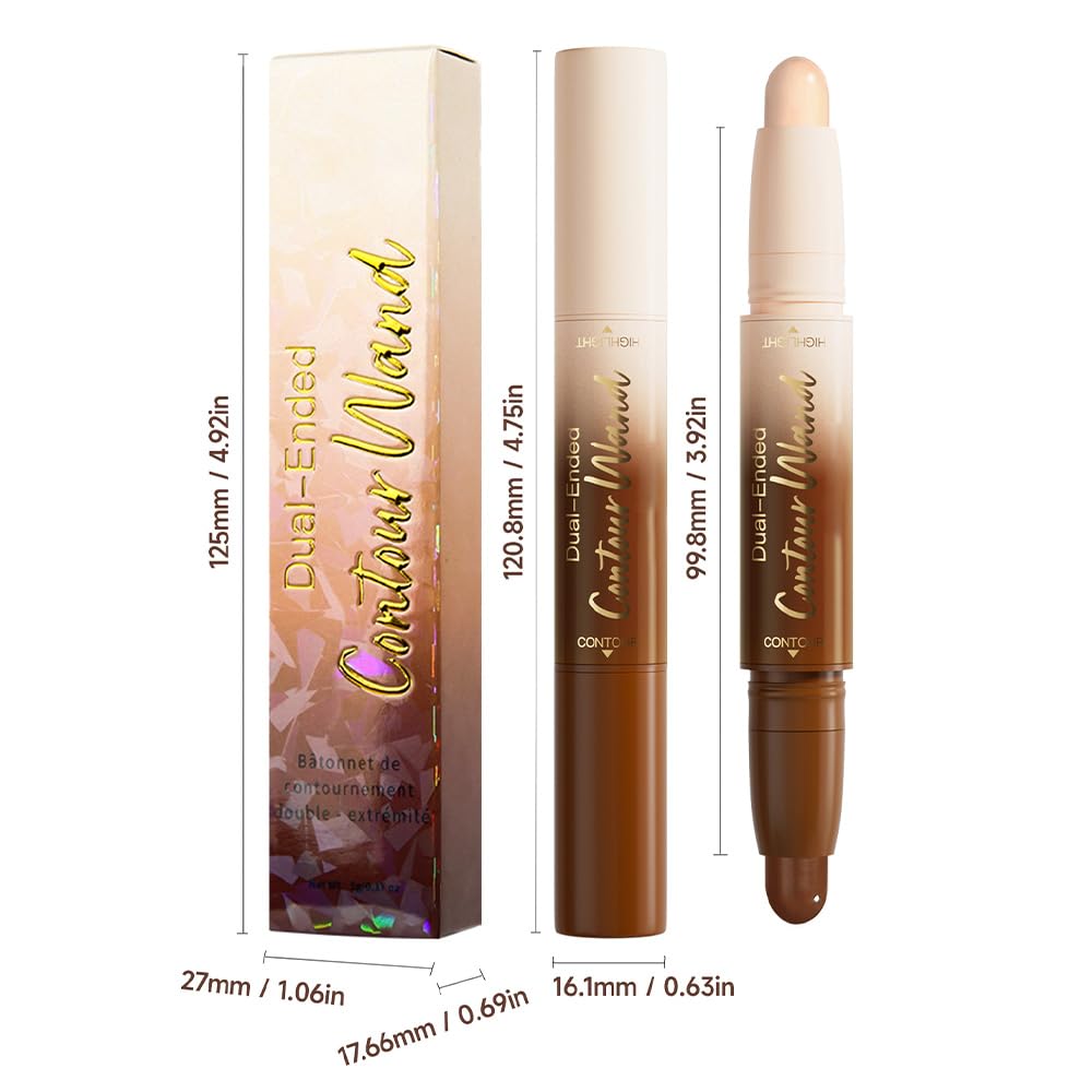 2in1 Cream Contour Highlighter Stick, Neutral Bronzer Makeup Sticks, Applies Dual-Ended Sculpting Stick for Face Body, Long Lasting Waterproof No Smudging, Suitable for Makeup Beginners-Fair - Image 7