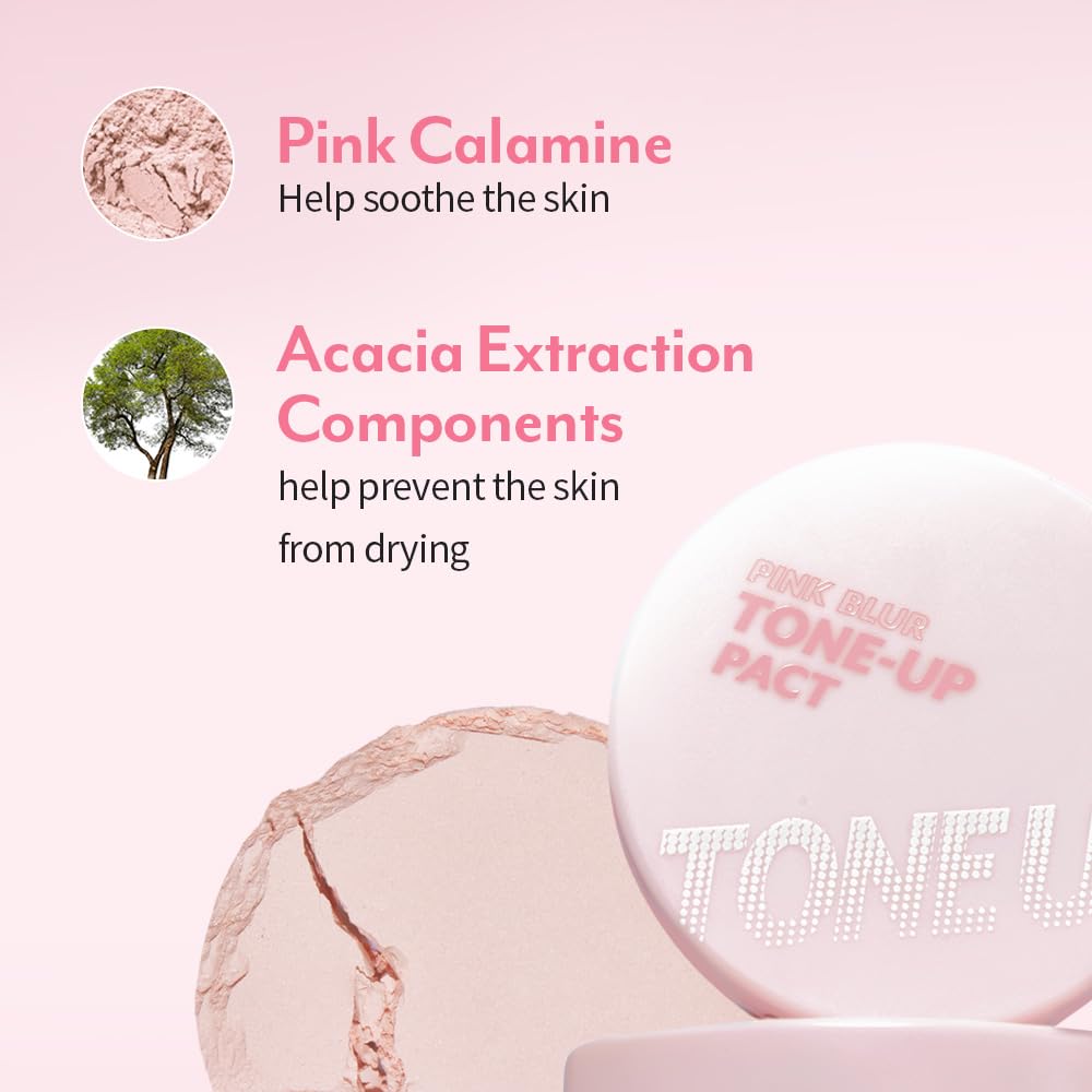 I'M MEME Compact - Tone-up Pact | Korean Pressed Setting Powder for Pink Blur Effect, with Calamine, Makeup Powder Foundation, Translucent Compact, Finishing Powder, Oil Control Face Powder, 0.35 Oz - Image 7