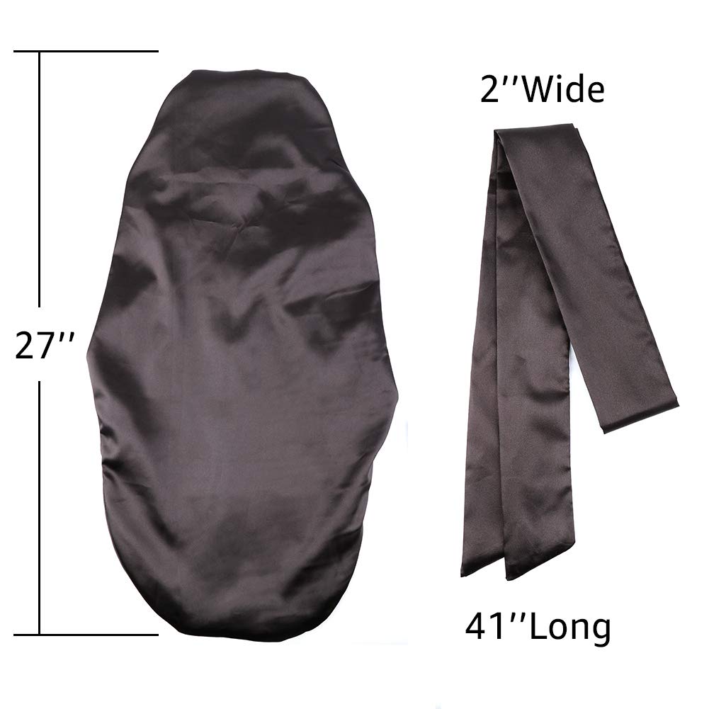 XL Double-Layer Satin Bonnet with Adjustable Tie Band for Long Hair Protection - Image 2