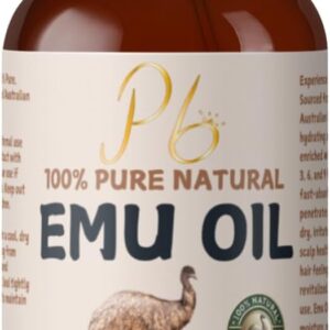 Emu Oil, 100% Pure Australian Emu Oil – Refined & Unscented – Natural Moisturizer for Hair, Skin, Face & Body – Helps with Scars, Dry Skin & Massage – 4 fl oz Glass Bottle