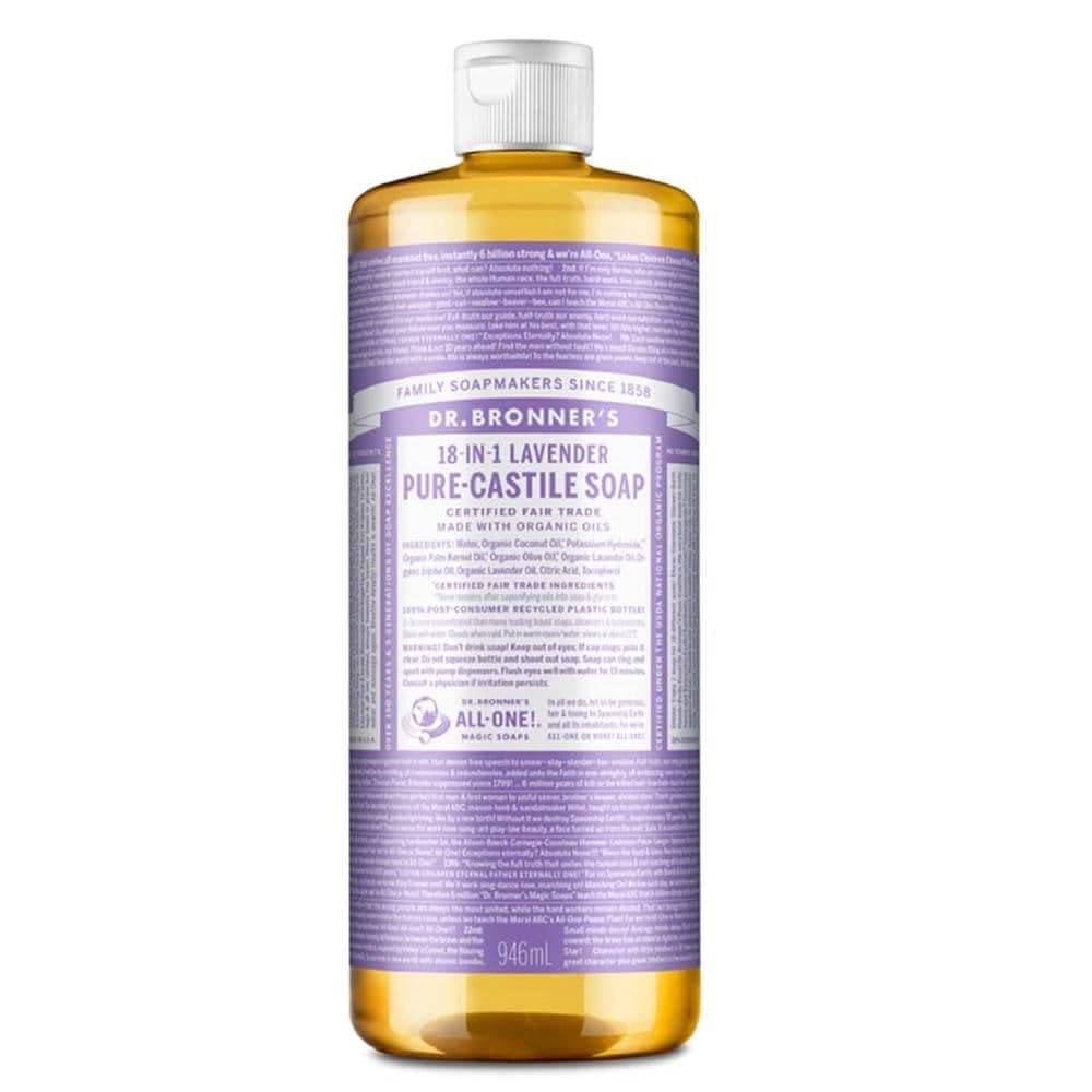 Dr. Bronner's - Pure-Castile Liquid Soap (Lavender, 32 ounce) - Made with Organic Oils, 18-in-1 Uses: Face, Body, Hair, Laundry, Pets & Dishes, Vegan