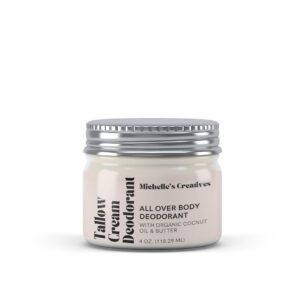 Michelle's Creatives Handmade Tallow Cream Deodorant - Clean Deodorant for Women & Men - Natural Aluminum Free Deodorant - Deodorants Without Aluminum - Ideal for Athletes, Teens- 4 oz (Lavender Sage)