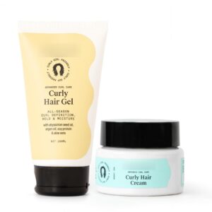 Aero Curl Styling Combo of 2 - Curl Cream (100gm) & Gel (150ml) | for Frizzy, Wavy, Curly, Coily Hair | Intensive Moisture & All-Season Curl Definition | No Sulphate,Paraben,Silicone | CG Approved