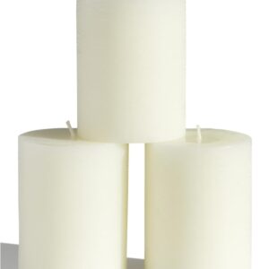 CANDWAX 3x4 inch Pillar Candles Set of 3 – Unscented Dripless Rustic Ivory Candles for Home Decor, Weddings, Table Settings