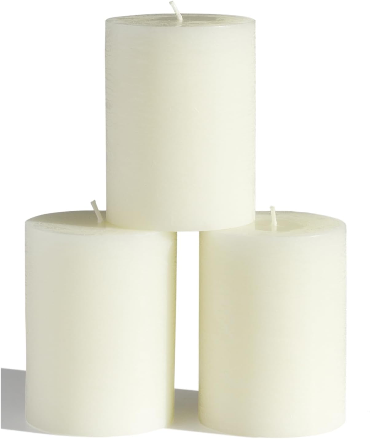 CANDWAX 3x4 inch Pillar Candles Set of 3 – Unscented Dripless Rustic Ivory Candles for Home Decor, Weddings, Table Settings
