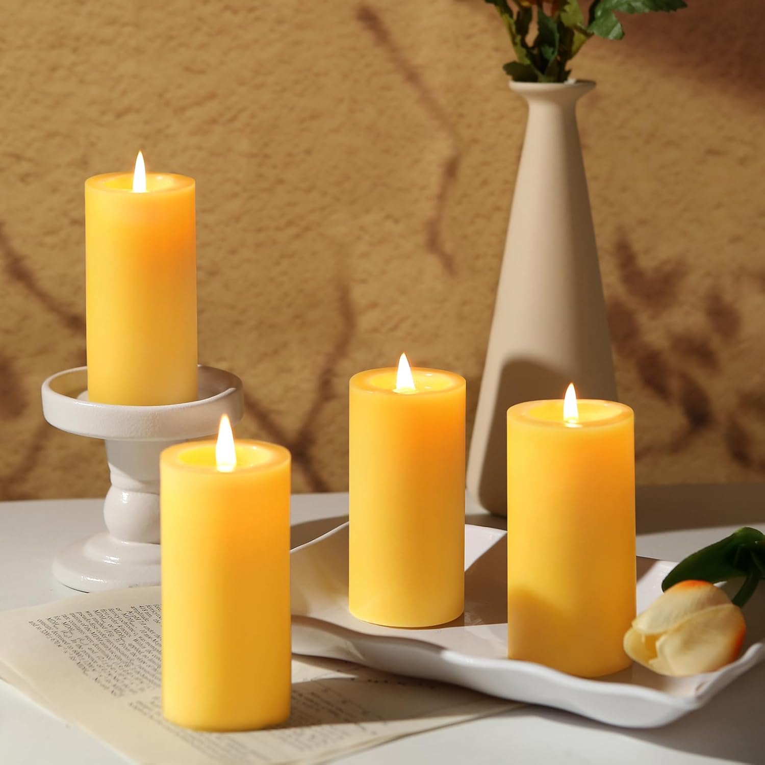 6 Pack 100% Pure Natural Beeswax Pillar Candles 2x4 Inch Unscented 210 Hour Burn Time - Image 8