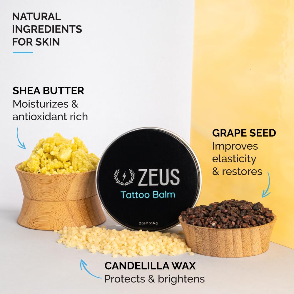 ZEUS Tattoo Aftercare Balm 2 Oz All Natural Tattoo Butter Skin Moisturizer New - Image 2