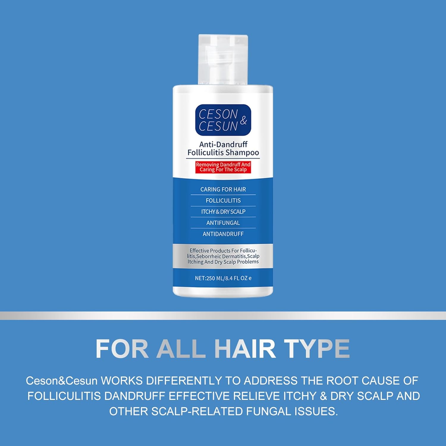 Ceson&Cesun Anti-Fungal/Anti Dandruff 2 in 1 Shampoo for Folliculitis, Scalp Psoriasis & Seborrheic Dermatitis, Itchy & Dry Scalp Relief, Nourishes, Hydrates, Control Oil, Safe For Color-Treated Hair - Image 8