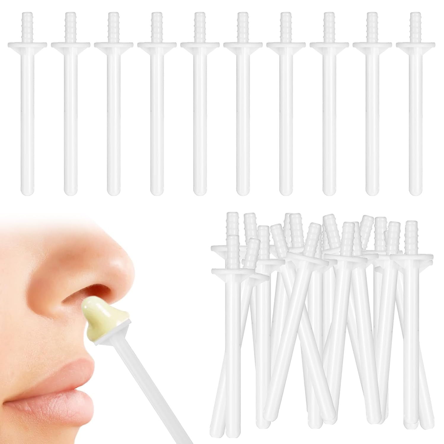 100Pcs Nose Waxing Sticks Plastic Nose Hair Remover for Men Women, Disposable Wax Applicator Sticks for Painless Nostril and Eyebrow Hair Removal(White)