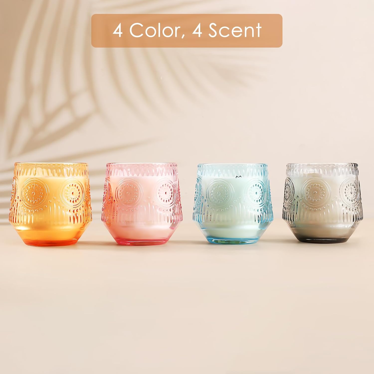 4 Pack Scented Candle Sets | Mother's Day Gifts Scented Candles for Home, Soy Candles for Home, Candle Gifts for Women - Vanilla Coconut/Eucalyptus Sage/Rose&Oud/Sandalwood Patchouli - Image 4