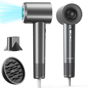 Hair Dryer: 150000 RPM Portable Professional High Speed Ionic Blow Dryer for Fast Drying, 500 Million Negative Ions Care & Heat Control & Low Noise with Magnetic Diffuser & Nozzle, 5 Temps & 3 Speeds