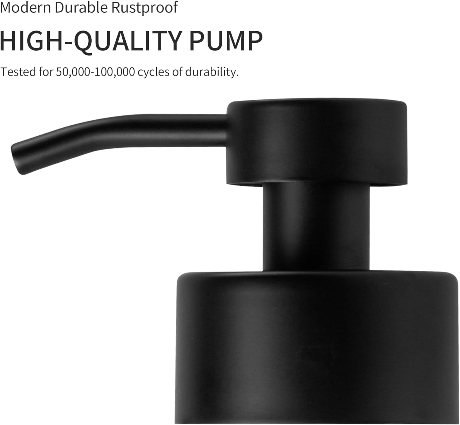 Enra 12oz Black Thick Glass Foaming Soap Dispenser with Stainless Steel Pump - Image 2