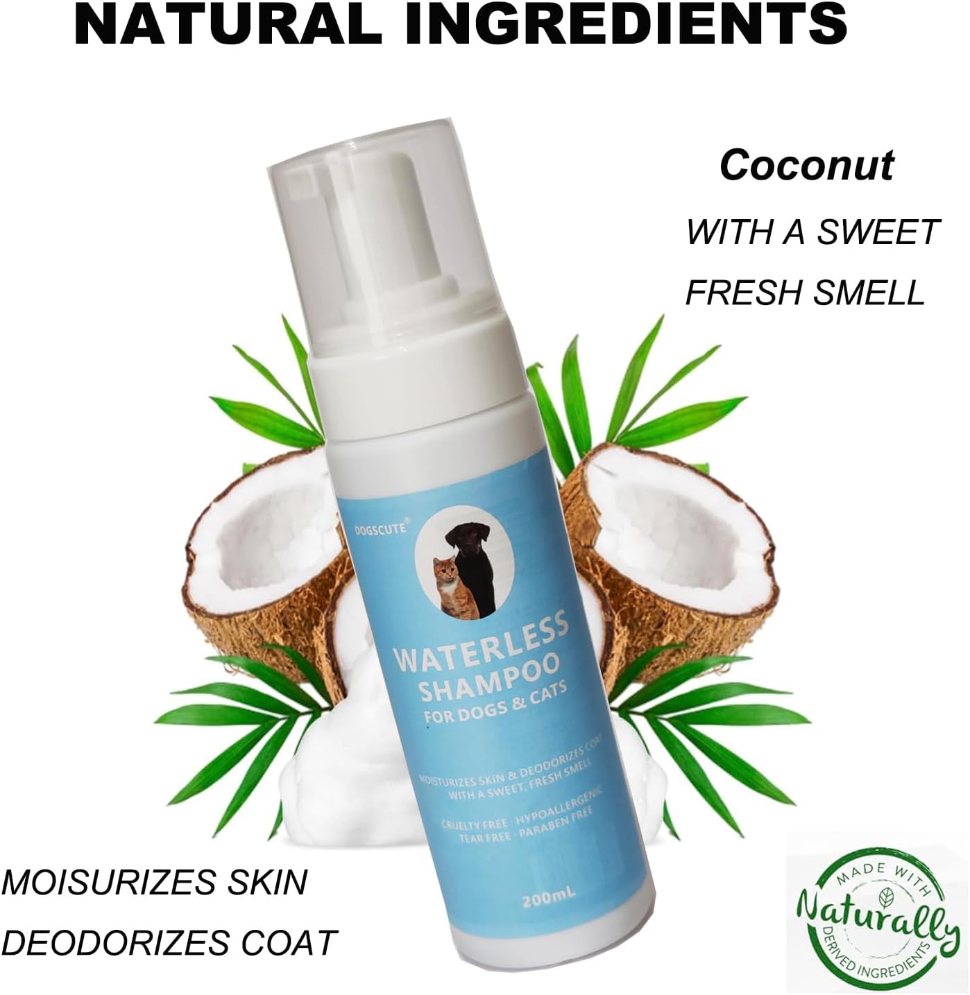 Waterless No Rinse Dog Shampoo, Dry Shampoo for Dogs with Silicone Brush, PH-Balanced Dry Shampoo Foam for Dogs & Cats, Clean Moisturizes Skin & Deodorizes Coat with Fresh Smell - Image 3