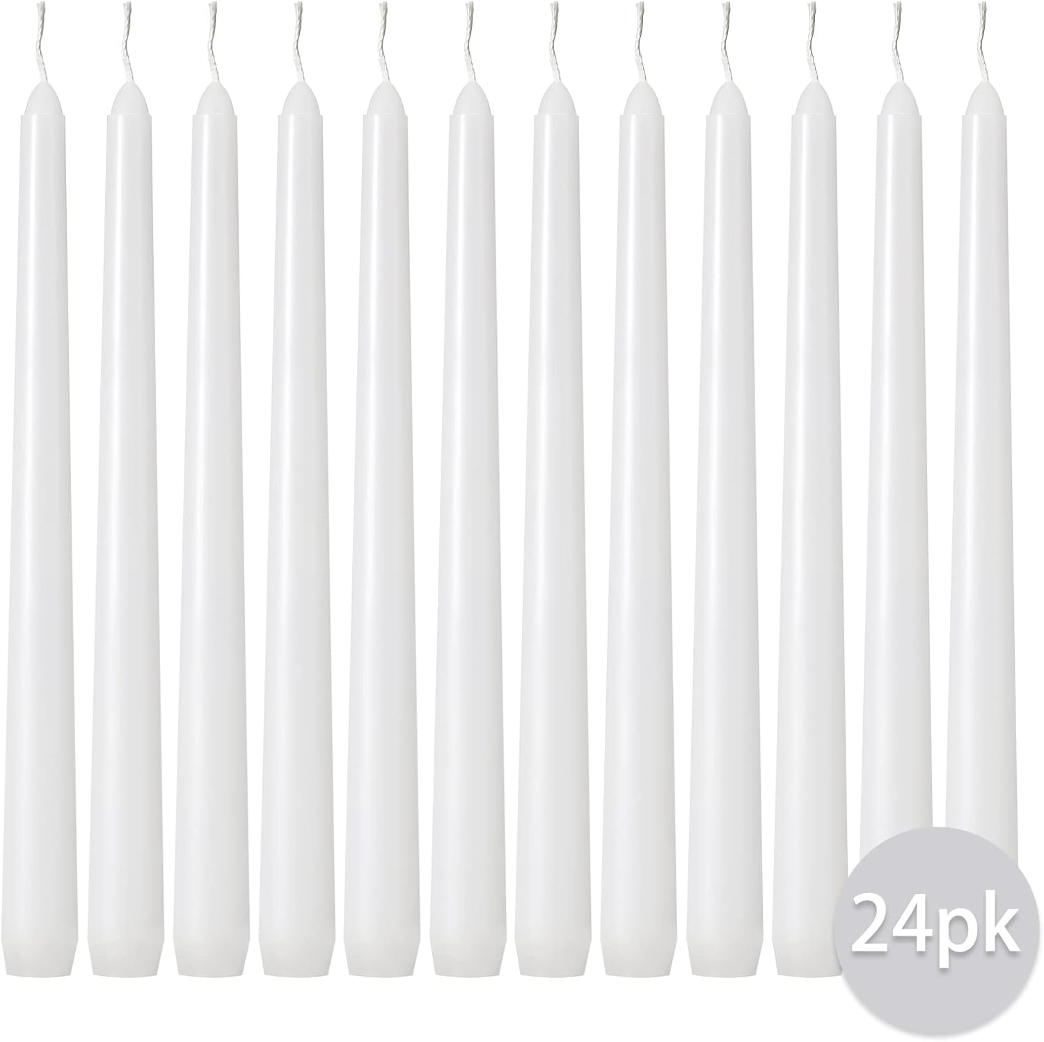 Kedtui Taper Candles 10 inch (H) Dripless, Set of 24 White Unscented and Smokeless Taper Candles Long Burning, Paraffin Wax with Cotton Wicks for Burning 8 Hours Time - Image 2