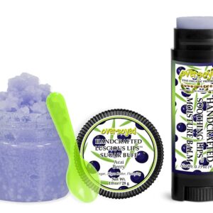 Acai Berry Soothing & Luscious Lips by OverSoyed Exfoliator & Chapped Lip Repair Lip Care Combo | Artisan Handcrafted to Order Strawberry Raspberry Boysenberry Peach Flavored Exfoliating Sugar Lip Scrub & Lip Moisturizer Balm Gift Set