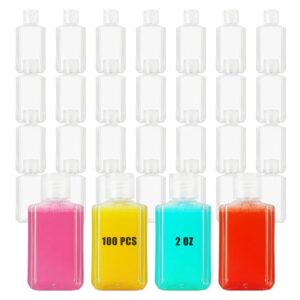 120 PCS 2 oz Empty Hand Sanitizer Bottles Plastic Refillable Bottles with Flip Cap Portable Clear Travel Bottles with Flip Cap Empty Refillable Containers for Shower Gel Face Creams Body Lotions