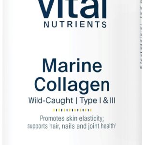 Vital Nutrients Marine Collagen Powder Unflavored | Hair, Skin, Nails, & Joint Support* | Type I & III Collagen Powder Supplement from Wild-Caught Fish | Gluten, Dairy, Soy Free | 300 Grams