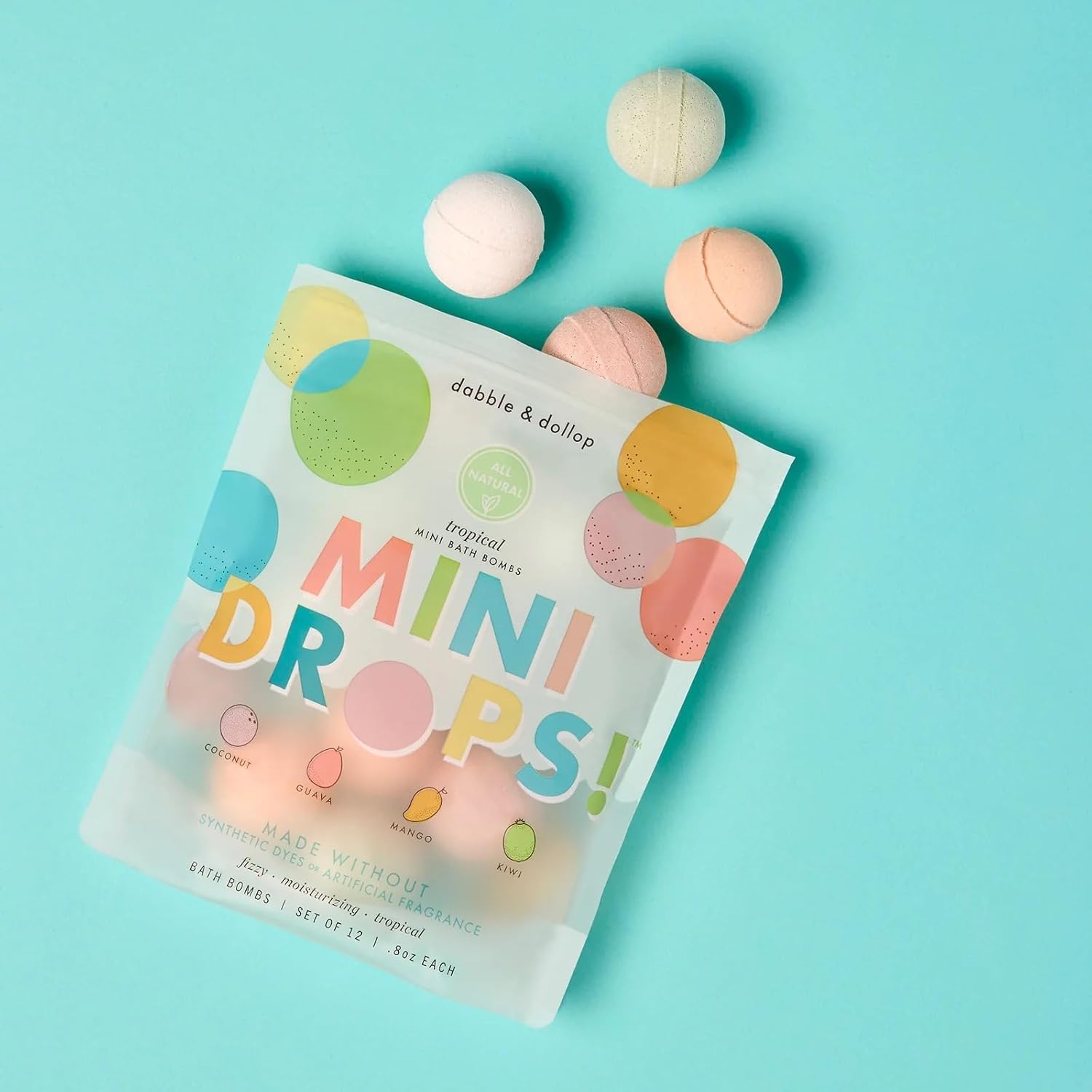 Dabble & Dollop Tropical Mini Bath Bombs with Coconut Shampoo & Body Wash, Pack of 2, Vegan, Gluten-Free - Image 4