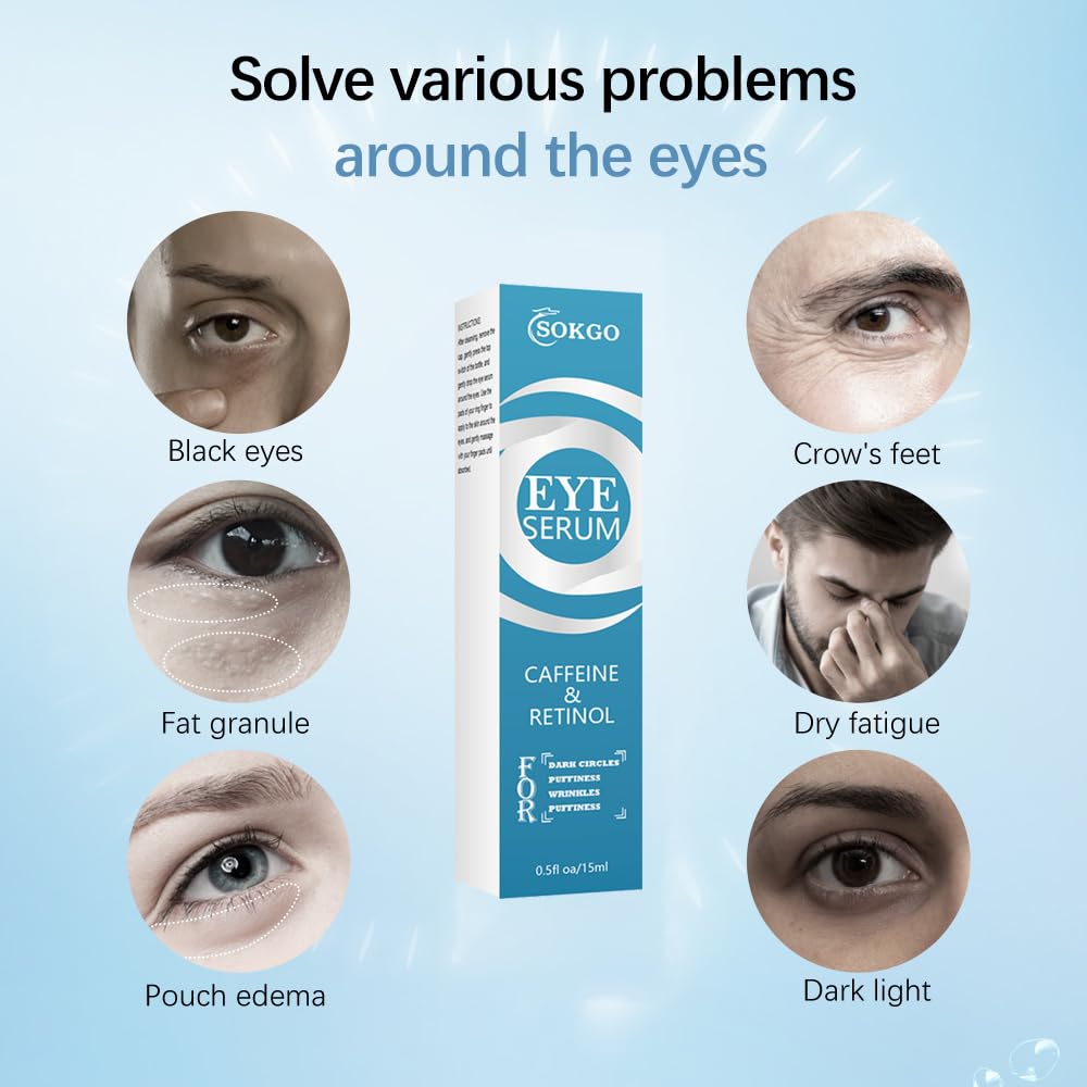 Caffeine Eye Serum, Retinol Eye Firming Serum for Dark Circles and Puffiness, Anti Aging Eye Serum with Hyaluronic Vitamin E, Smooth Fine Lines and Hydrate Eye Area - Image 2