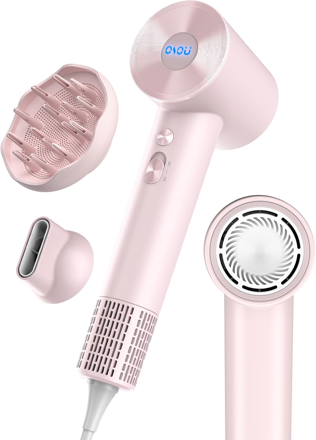 Hair Dryer with Diffuser for Curly Hair, Negative Ionic Hairdryer, High-Speed Blow Dryer with 110, 000 RPM Brushless Motor, Fast Drying Lightweight Travel Hairdryer, Low Noise Quiet Hair Dryers