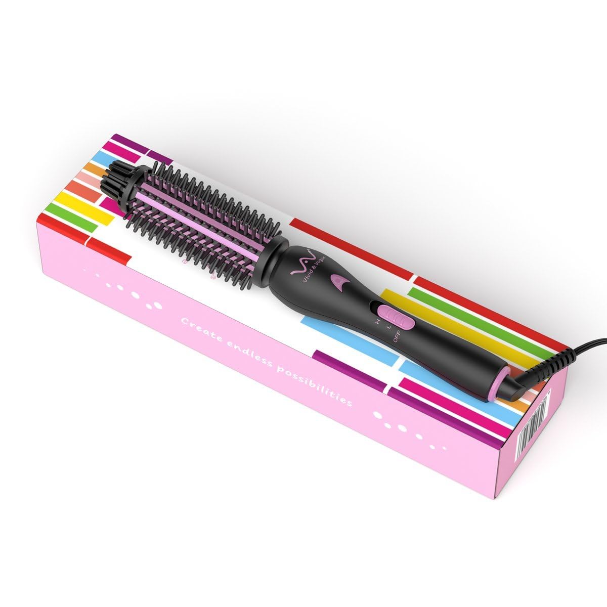 2IN1 Hair Brush Iron Professional Ceramic Hair Curling Iron/Straightener,Anti-Scald Nylon Bristles,Negative Ionic Dual Voltage for Travel,Curls & Waves & Straight - Image 7