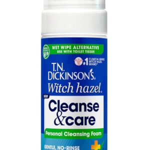 T.N. Dickinson's Witch Hazel Cleanse and Care Personal Cleansing Foam, Shower Fresh Scent (5 Fl Oz) | Toilet Paper Foam Spray | Wet Wipe Alternative | Gentle, Septic-Safe Formula