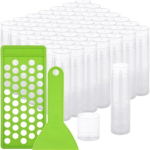 100Pcs Twist-up Lip Balm Tubes with Filling Tray and Spatula, 5.5ml (3/16 Oz) Empty Plastic Lip Gloss Balm Containers for DIY Homemade Lipsticks, Chapsticks and Homemade Solid Perfume