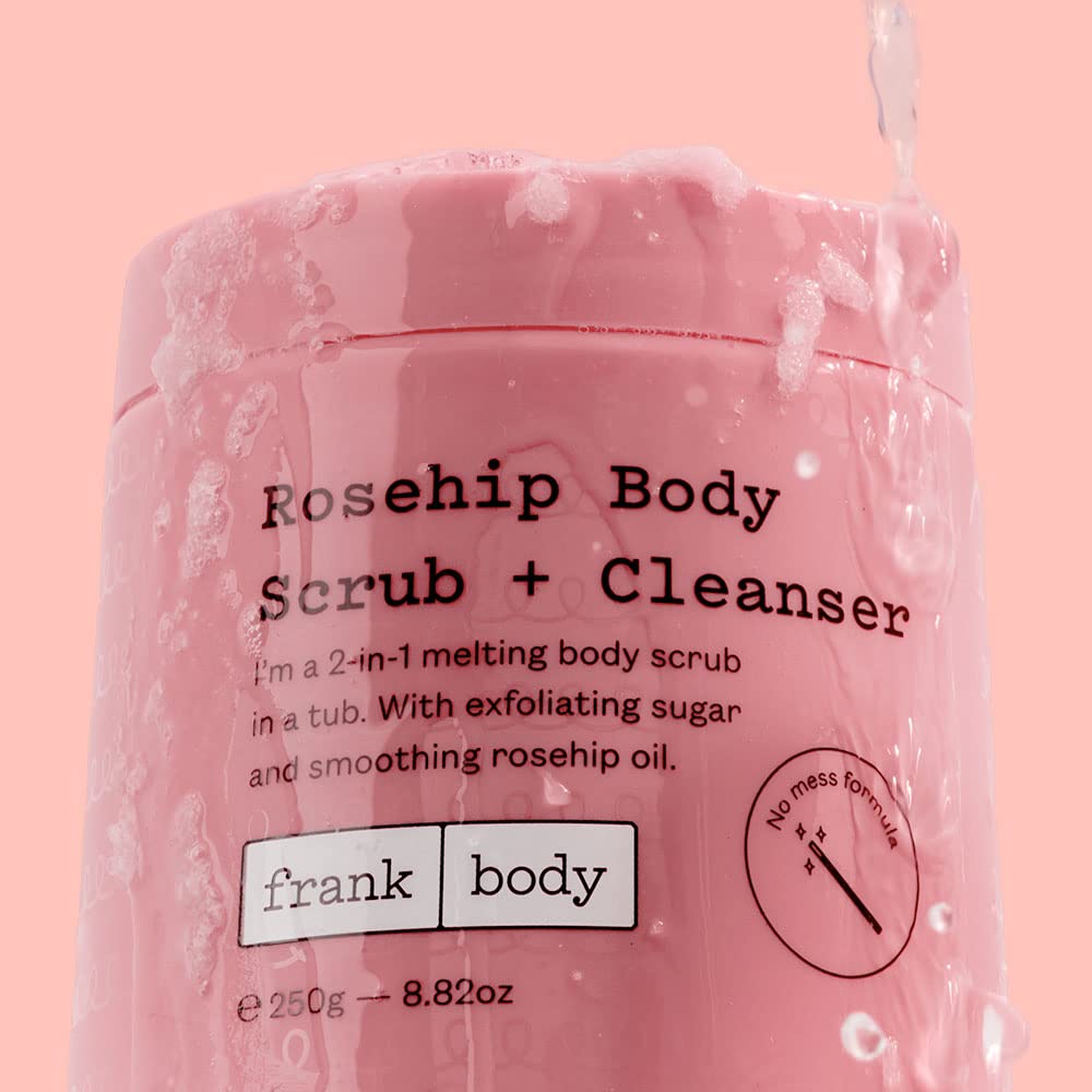 Frank Body Rosehip Body Scrub & Cleanser | Vegan, Cruelty Free, Exfoliating Body Scrub | Fades Marks and Softens Skin with Rosehip Oil, Coffee Seed Extract, and Lavender Oil | 8.82 oz / 250 g - Image 5