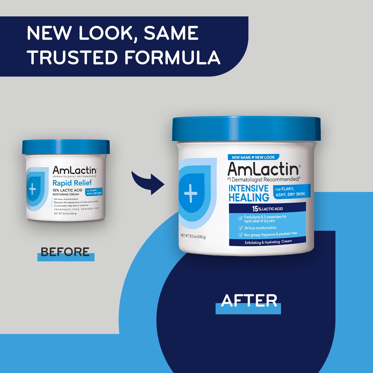 AmLactin Intensive Healing 12 oz Cream Tub and 14.1 oz Lotion for Dry Skin - Image 3