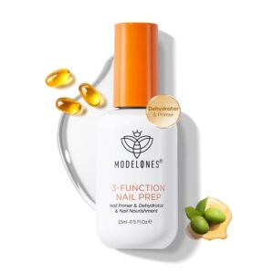 modelones Nail Dehydrator and Primer, 3-in-One HEMA-Free Nourishing Prep for Acrylic & Gel Nails, Supports Growth