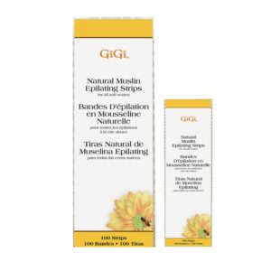 GiGi Muslin Epilating Waxing Strips – Wax Strips for Hair Removal, Hair Wax Strip for Women's Face, Body, Bikini & Leg, 100 Ct, Pack of 2