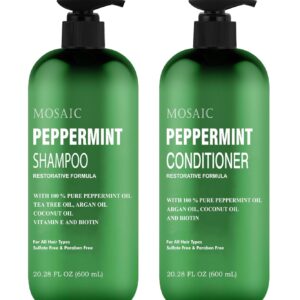 Peppermint Oil Shampoo and Conditioner Set for Hair Growth and Thickening - For Thinning Hair and Hair Loss Treatments for Women & Men, Sulfate Free, 20.2 FL Oz Each