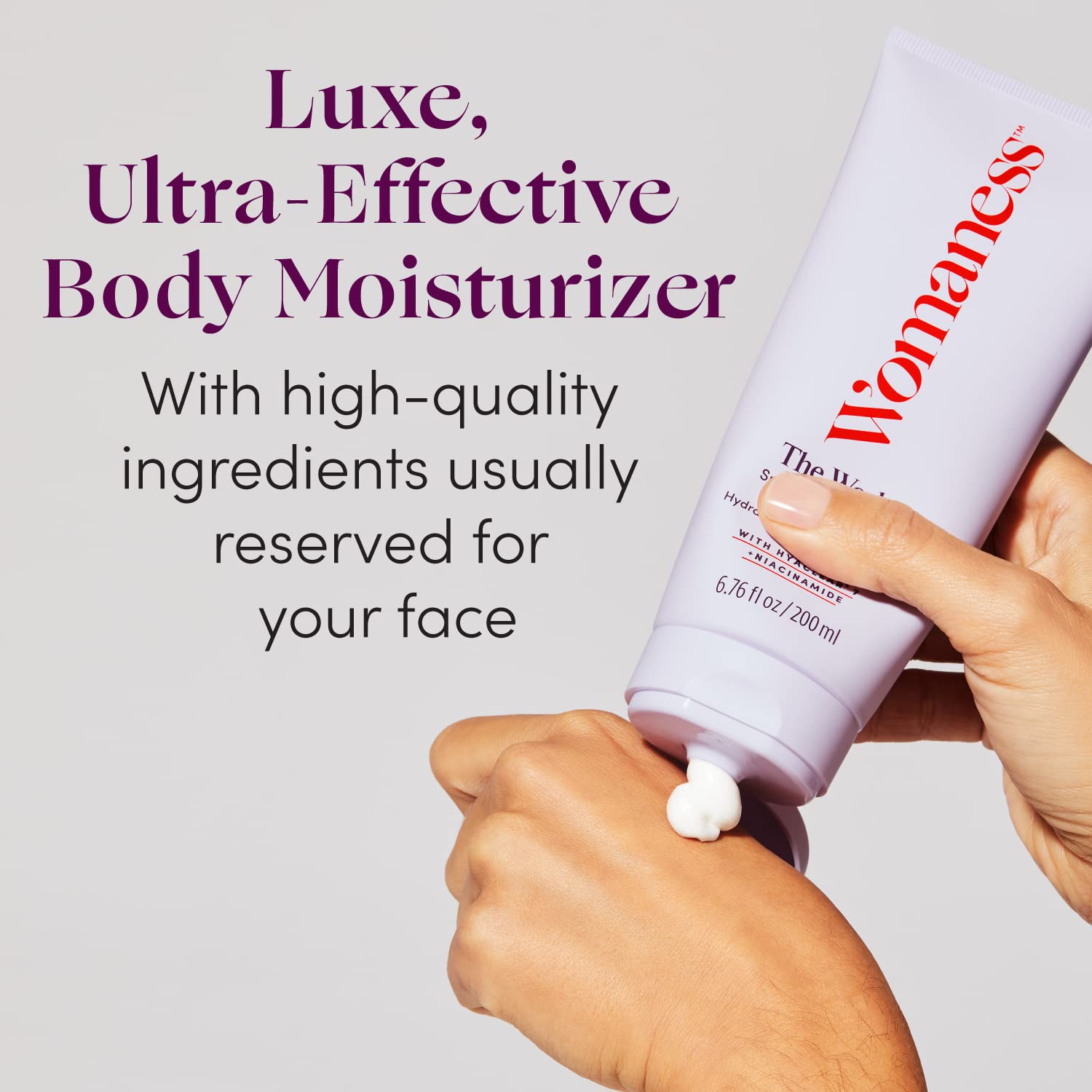 Womaness The Works All-Over Toning Body Cream - Hydrating & Smoothing Anti Aging Body Lotion - Niacinamide and Hyaluronic Acid Firming Lotion for Menopause Body Care & Skin Repair (200ml) - Image 3