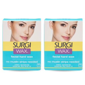 Surgiwax - Microwave Facial Hard Hair Removal Wax 1 Oz, 2 Pack