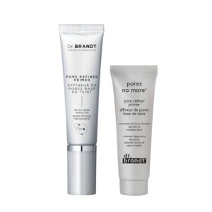 Dr. Brandt Pores No More, Pore Refiner Primer Bundle - Instantly Minimizes the Appearance of Pores, Absorbs Oil & Mattifies Shine - 0.5 fl oz + 1.0 fl oz Size