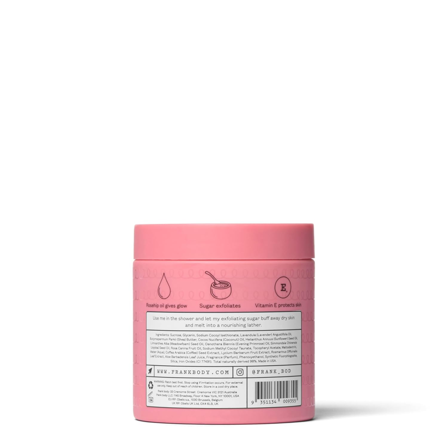 Frank Body Rosehip Body Scrub & Cleanser | Vegan, Cruelty Free, Exfoliating Body Scrub | Fades Marks and Softens Skin with Rosehip Oil, Coffee Seed Extract, and Lavender Oil | 8.82 oz / 250 g - Image 2