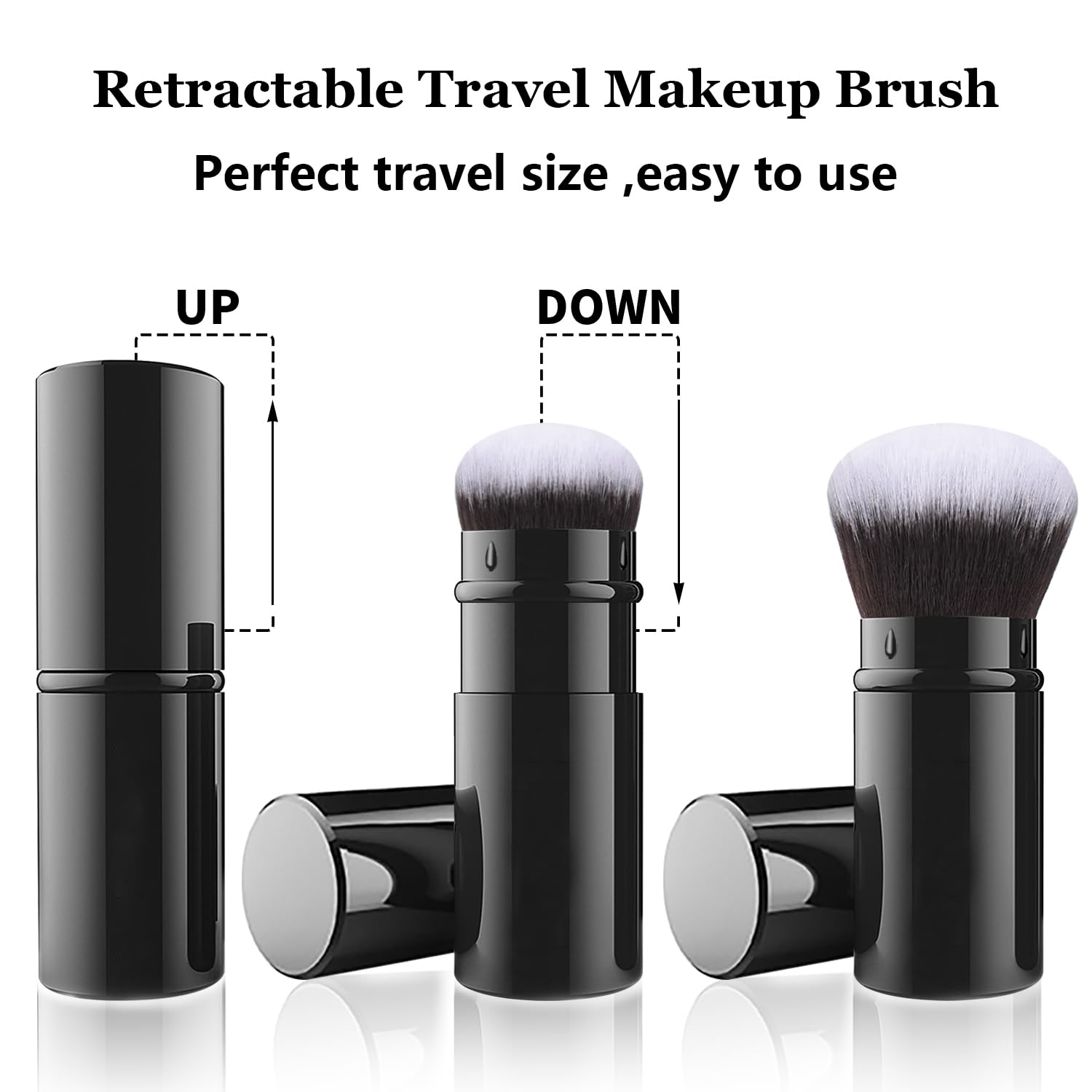 Falliny Retractable Kabuki Makeup Brush for Flawless Face Powder Blush Bronzer and Sunscreen Application - Image 2