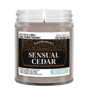 Gentleman's Cedar Scented Candle - Smells Like Cedarwood - Velvet Musk - Wool - 100% Naturally Vegan Soy and Premium Fragrance | Great Gift | Handmade in Denver, Colorado (8oz Glass Jar)
