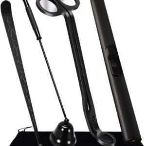 4 IN 1 Candle Wick Trimmer, Electric Candle Lighter Rechargeable, Candle Snuffer, Candle Wick Cutter, Candle Wick Dipper Accessory Candle Making Kit,with Portable Bag for Gifts Candle Lovers (Black)