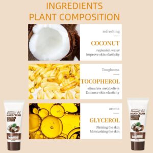 Gropse Coconut Hand Cream, Moisturizing Coconut Oil Hand Cream for Hands Aging Dry Cracked Hand Lotion for Women Men Provides Rich Moisture & Promotes Radiant Looking Skin -2.1oz